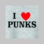 I LOVE PUNKS!   mikina s kapucou stiahnutelnou šnúrkami a klokankovým vreckom vpredu